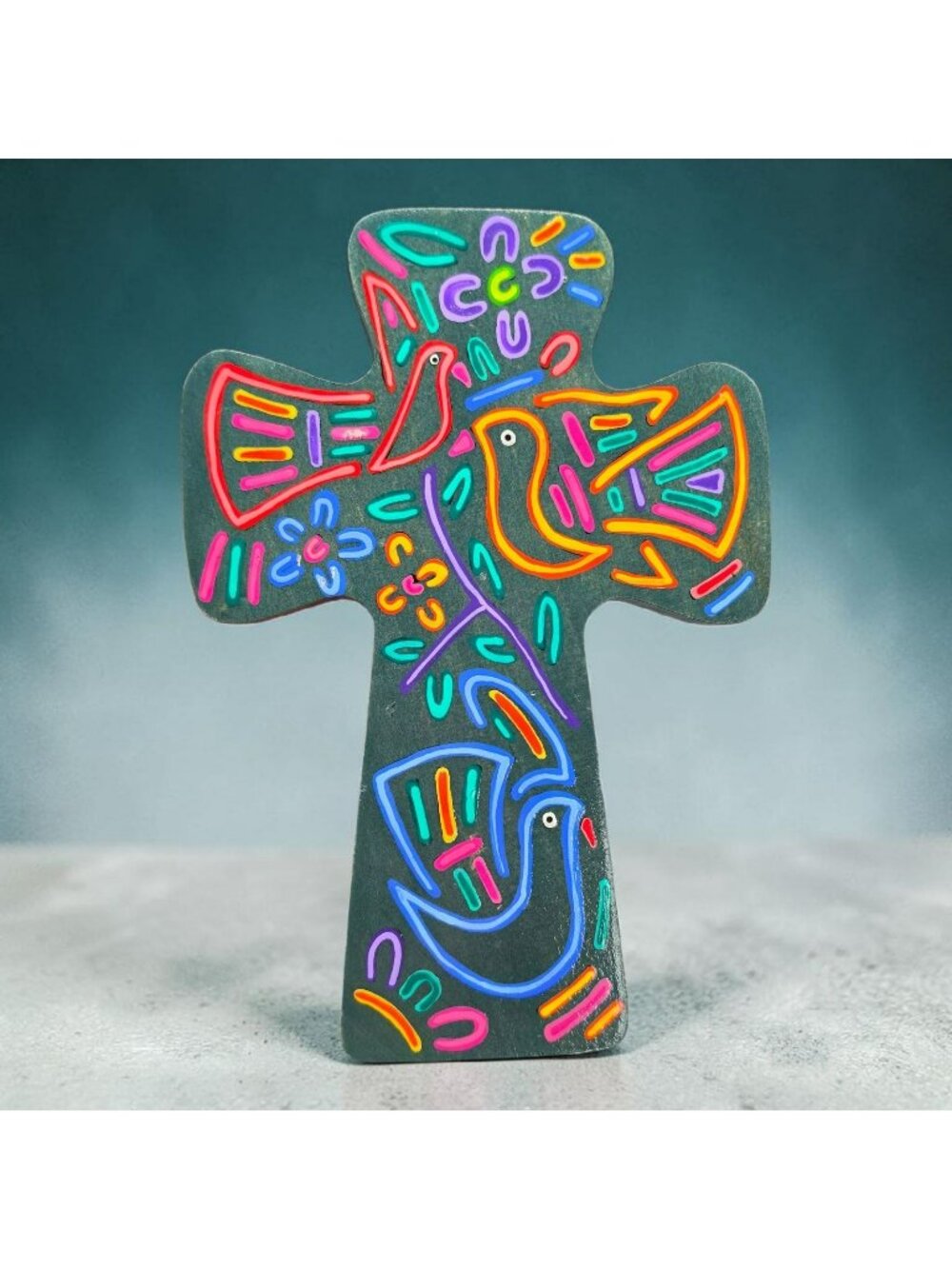Ten Thousand Villages Colors Of Peace Cross El Salvador Handcrafted Wooden Wall